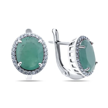 

Silver earrings with emerald Nat. (O) and cubic zirconia