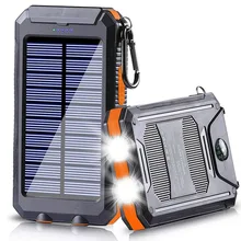 20000mAh solární power banka s LED svítilnami Venkovní cestování Externí baterie pro mobilní telefon Přenosná nabíječka Velká kapacita