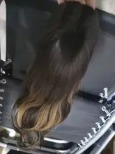 Pequeña LANA sintético Ombre negro marrón de oro con pelucas con reflejos largo ondulado resistente al calor de la parte media Cosplay pelucas para mujeres