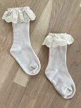 Bebé Calcetines para niños y niñas hasta la rodilla largo suave de encaje de algodón de los niños del bebé calcetines bebé niña calcetines de 0 a 3 años