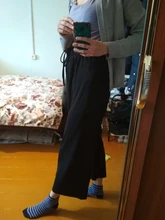 Pantalones de punto finos para mujer, pantalón suelto, de pierna ancha, cintura elástica, hasta el tobillo, talla grande, S-4XL