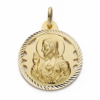 

Medal 18k Gold Heart of Jesus 26mm. Openwork fence carved [AA2499GR] -Customizable-RECORDING INCLUDED IN THE PRICE