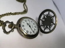 Vintage bronce Steampunk reloj de bolsillo de cuarzo de Halloween Caribe cráneo de cabeza de pirata Horror con cadena colgante collar de hombre