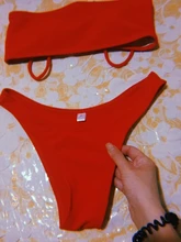 Swimsuit Women Bikini-Set Biquini Brazillian Maillot-De-Bain Sexy Off-Shoulder Solid