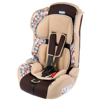

Car seat gr. 1,2,3/9-36 kg/1-12 years old, with TAB, print triangles, beige bimbo kres2704