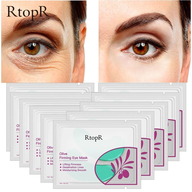 10pcs=5pack Olive Collagen Eye Mask Face Skin Care Firming Ageless Anti Aging Eye Bag Dark Circles Puffiness Care