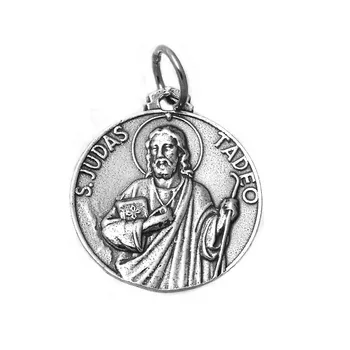 

Medal 925 Sterling silver m oxidized San Judas Tadeo 20mm. Circulate edge text