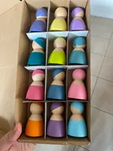Muñecas de arcoíris de madera de ganchillo, en gorros para Pastel, bloques apilables, muñecas NATURALES DE MADERA EN sombrero tejido, juguete Montessori, 6/12 Uds.