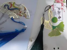 Marcador pintado hueco de Metal Retro, marcador de hoja de borla de loto de estilo chino, papelería creativa, suministros escolares de oficina