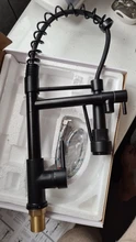 QUYANRE Grifo de cocina con resorte Blackend, pulverizador lateral extraíble, grifo mezclador con mango doble, grifo de fregadero con rotación de 360 para Cocina