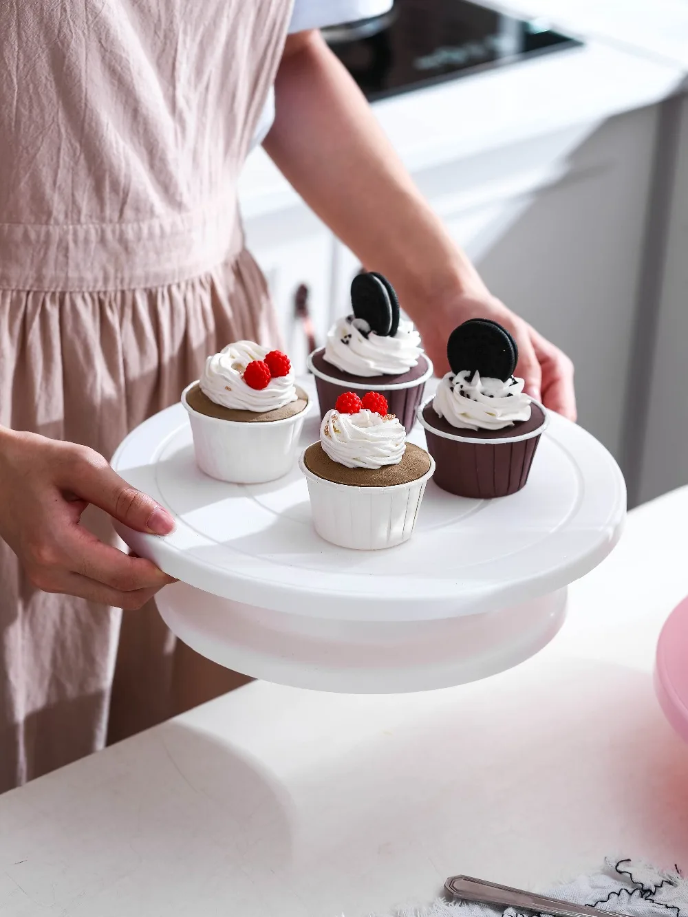 6Pcs Set Cake Turntable Rotating Cake Stand Rotary Table Cake