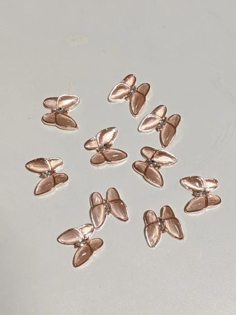 10st/påse Candy Color Butterfly Nail Smycken Guld/Silver 3D Solid Cat Eye Stone Fjärilar DIY Nail Art Dekorationer Tillbehör