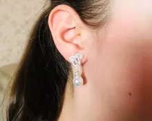 GRACE JUN-pendientes de perlas de imitación para mujer, aretes con diamantes de imitación, pendientes sin perforación