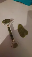 Gua Sha-Rodillo de piedra de jade para masaje facial, rodillo estiramiento piel cuello, doble cabezal, relajación de la piel, piedra de jade natural