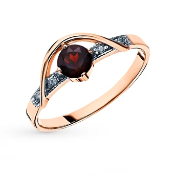

Gold ring with cubic zirconia and Garnet sunlight