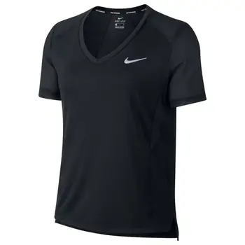 

Women’s Short Sleeve T-Shirt Nike W NK DRY MILER TOP VNECK Black