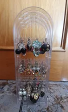 120/180/240/360 agujeros de plástico claro pendientes estante plegable pendiente de la pantalla de pantalla titular caja de almacenamiento