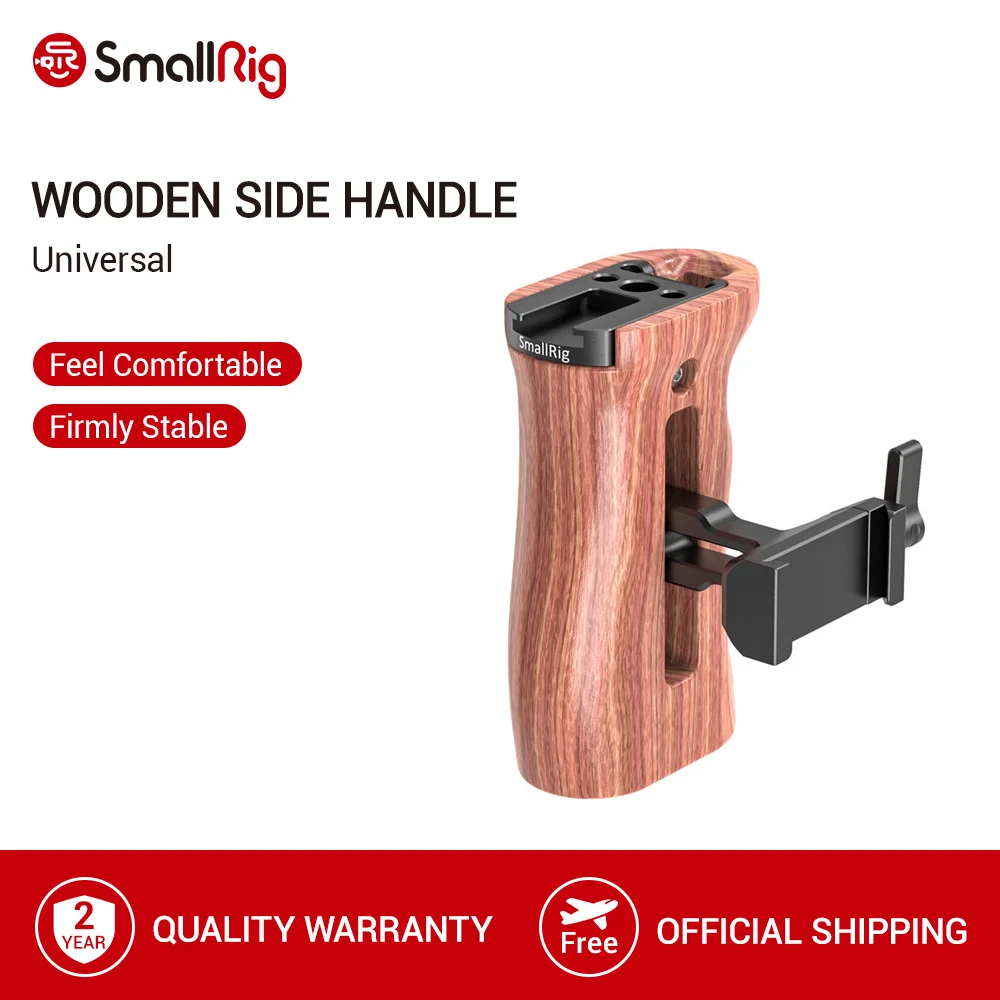 

SmallRig Arca Wooden Side Handle With Arca-Swiss Quick Release Clamp For Universal Arca L-bracket Plate DSLR Wooden Handle- 2399