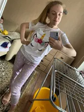 Camisetas con estampado de dibujos animados de unicornio para la familia, camisetas para madre e hija, ropa ropa de niña CT-1906