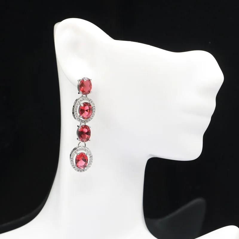 41x11 мм 2020 Новое поступление Розовые Raspberry Rhodolite гранат CZ женские свадебные