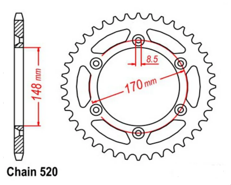 Мотоциклетные задние звездочки 520 42 т 48 для Cagiva 350 500 T4 Suzuki SP600 DR600 DR650 RM465 TSX250 DR750 DR800 RM465 X