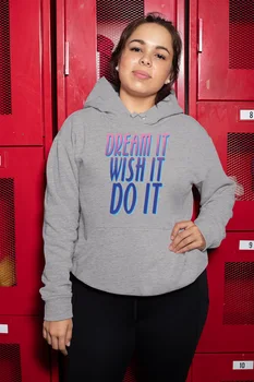

Angemiel Wear Dream It Wish It Do It Gray Women 'S Hooded Sweatshirt