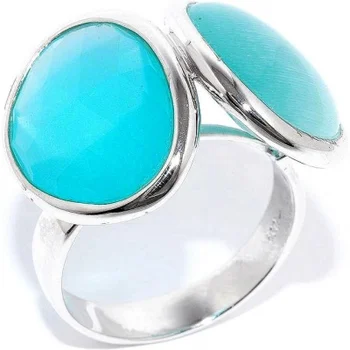 

Silver Wings ring with Opals and cat eye in silver