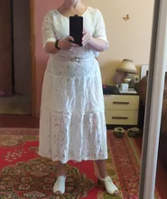 Robe Femme Maxi Long-Dress Crochet O-Neck Lace Party-Vestidos Women Summer 3/4-Sleeve