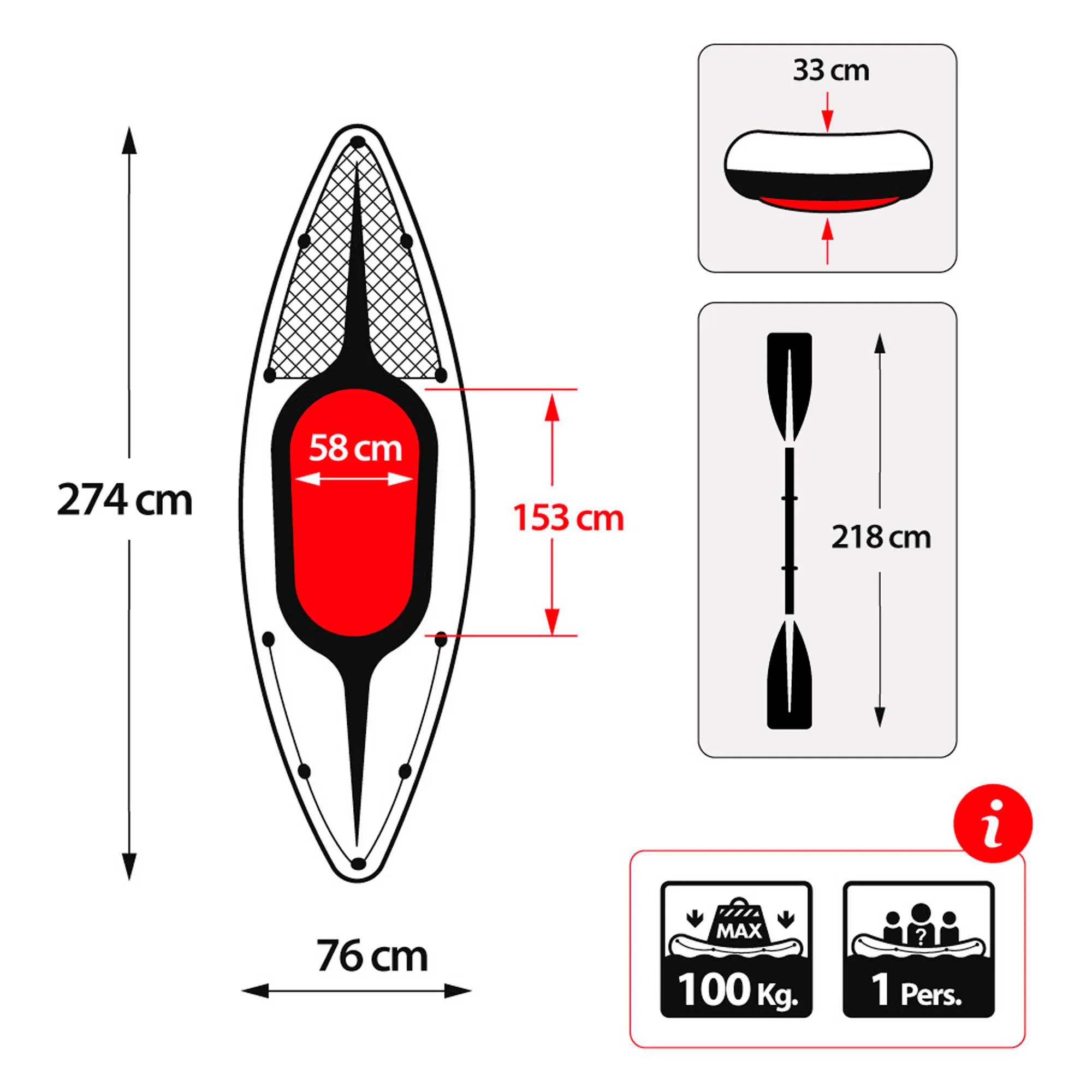 Kayak hinchable Intex challenger k1 & 1 remo - 274x76x33 cm, Accesorios kayak, náutica, barca hinchable
