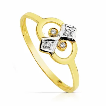 

18k solid gold ring bicolor zircons 9mm. [AA2260]
