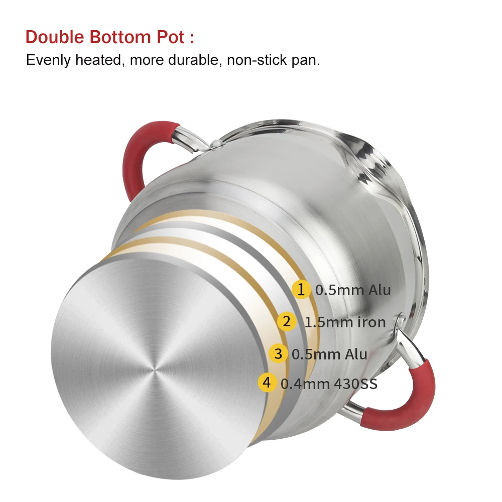 Двойное дно из нержавеющей стали горшок суп горшок Немагнитный кастрюля для приготовления сладкого картофеля паста горшок с ситечком многофункциональная посуда
