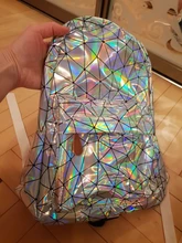 Yogodlns-mochila holográfica geométrica para hombre y mujer, morral de viaje de PVC, bandolera Laser, escolar, informal