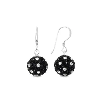 

Angemiel 925 Silver Zircon Stone Dangle Ball Earrings