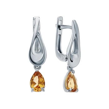 

Silver earrings with citrine sunlight sample 925