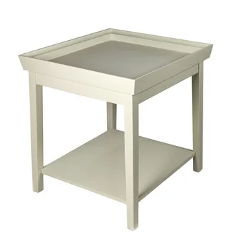 

Square side table white wood 61X62