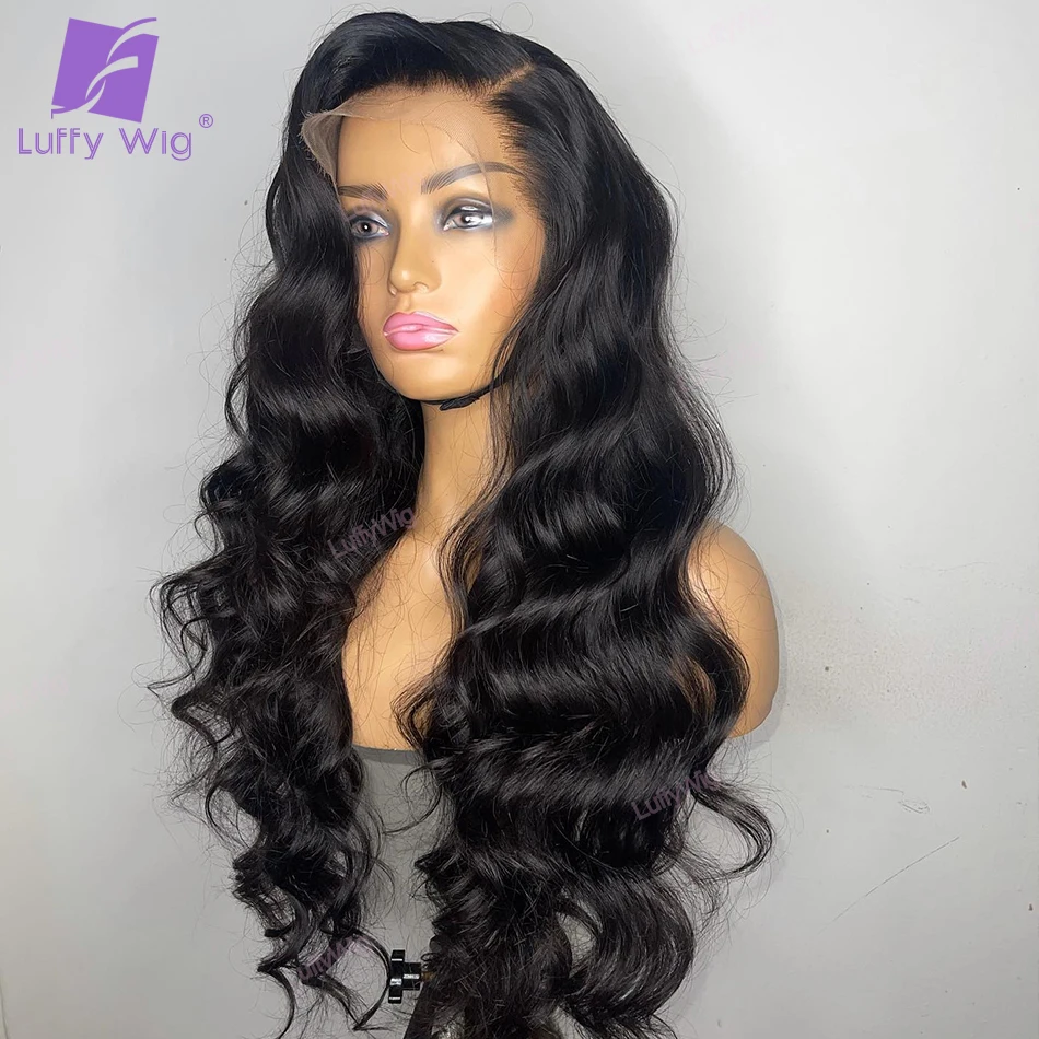 

Long Wavy Human Hair Lace Front Wigs Glueless Brazilian Remy 13x6 Fake Scalp Lace Frontal Wig Pre Plucked For Black Women Luffy