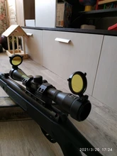 Cubierta del Visor transparente para caza, protector de lente abatible hacia arriba, resorte rápido, tapa de objetivo amarilla, 30mm-69mm