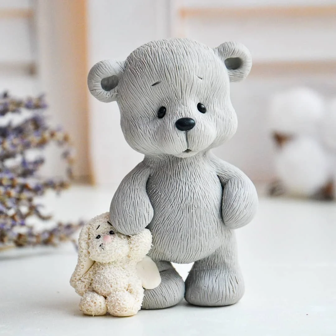 Молд форма собака Тед с другом из пищевого мягкого силикона для леденцов и