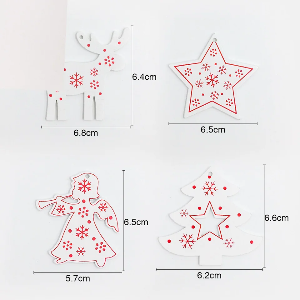 Nicro 5 шт./компл. Белый Красный Деревянные рождественские украшения Подвески Изделия из дерева подвесная Рождественская елка подарок для детей вечерние украшения# Chr60