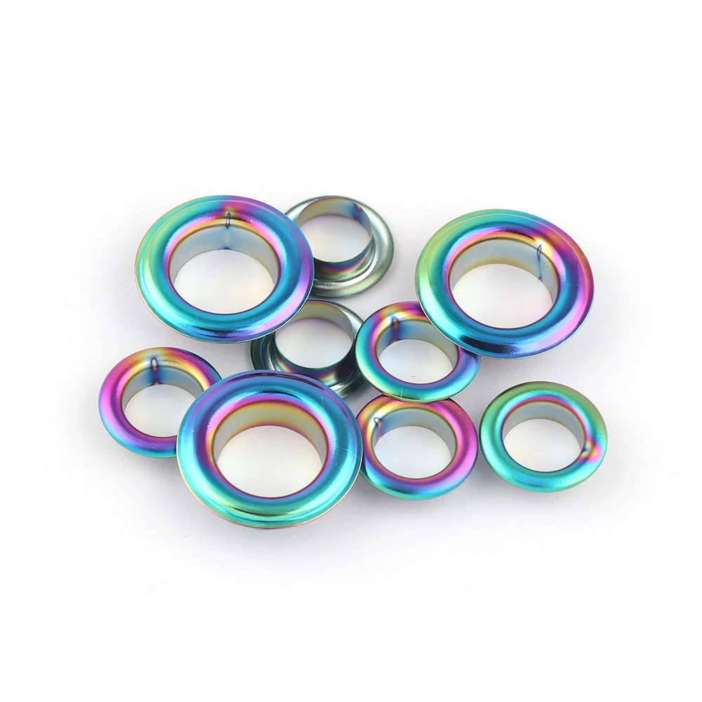 10/13mm Rainbow Metal Eyelet Grommets with Washers Brass Eyelet for Canvas Clothes Webbing Leather Craft Shoes Purse Accessories