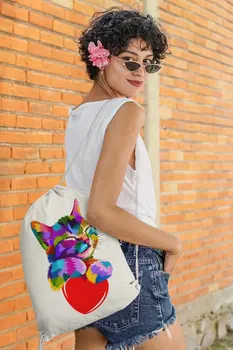 

Angemiel Bag Heart Wrapped Colorful Cat Nappy Backpack