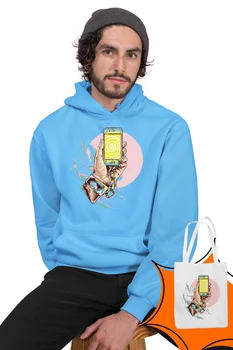 

Angemiel Wear Phone Captive Blue Men 'S Hooded Sweatshirt Bags Kombin