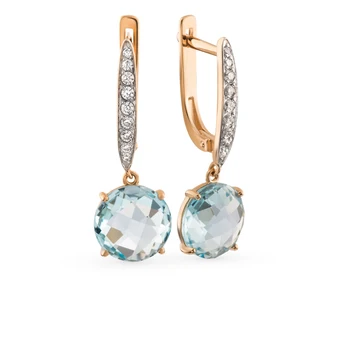 

Gold earrings with Topaz and cubic zirconia sunlight sample 585