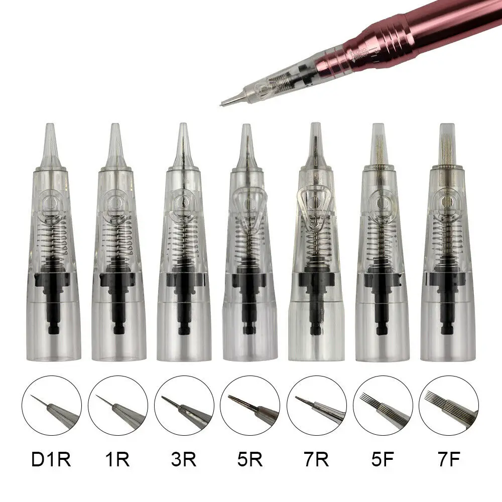 

50pcs Derma Power acid-free Needle Cartridges Tattoo Needle Disposable Permanent Makeup Cartridge Mesotherapy Needle for Eyebrow