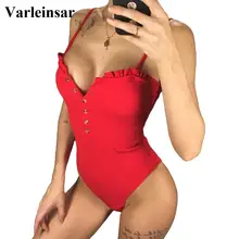 Сексуальный бандо, женская одежда для плавания на пуговицах, Цельный купальник, женский купальный костюм в рубчик, купальник, одежда для плавания для женщин V1212