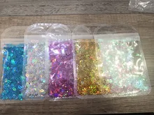 Letras holográficas de resina epoxi con purpurina gruesa, letras gruesas, lentejuelas mezcladas, alfabeto, 5 colores, 2g por