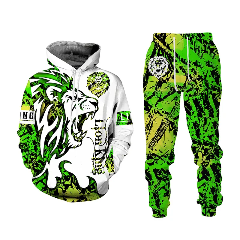 Animal 3D Tiger Printed Men Hoodies Pants Casual Hooded Sweatshirt Sweatpants Tracksuits 2pc Set Autumm And Winter Sport Suit 15