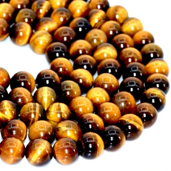 

Wholesale Natural Stone Natural Stone Smooth 4-12mm Tiger Eye Stone Beads 4 6 8 10mm fashion jewelry bead
