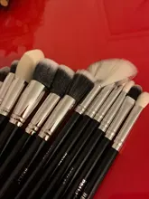 Conjunto de negras brochas maquillaje BEILI, brochas profesionales de pelo Natural de cabra, brochas para base de maquillaje en polvo, brochas para mezclar ojos y maquillaje