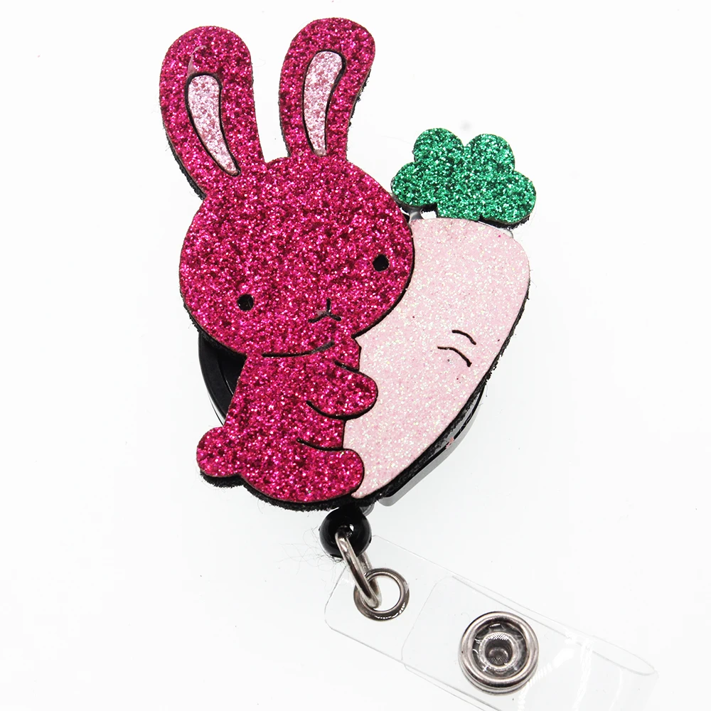 

10pcs/Cute pattern Felt Rabbit radish ID Badge Holder Retractable